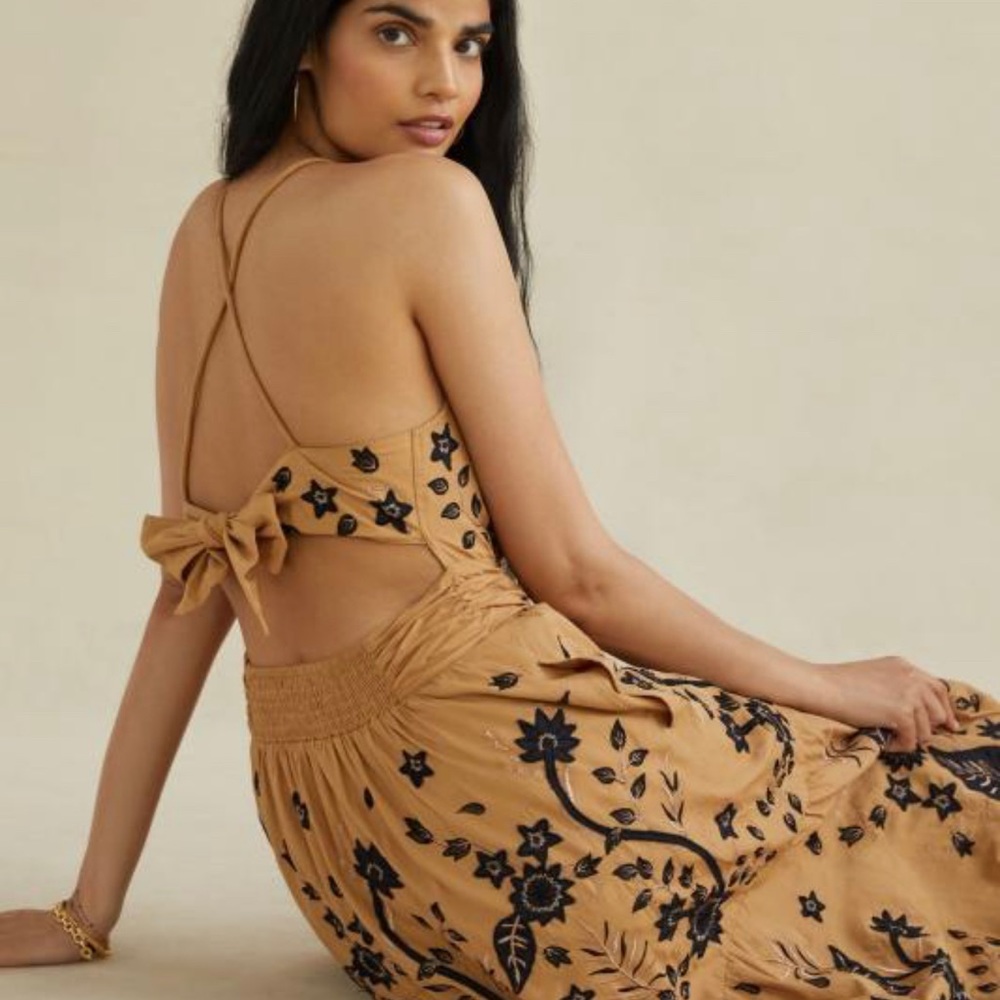 ANTHROPOLOGIE: Maeve Veruschka Embroidered Maxi Dress